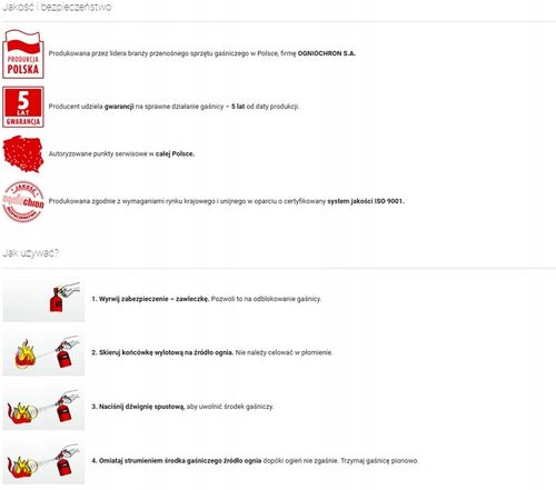 GAŚNICA DOMOWA KUCHENNA Z MANOMETREM OGNIOCHRON BIAŁA 2L MANOMETR UCHWYT na Arena.pl