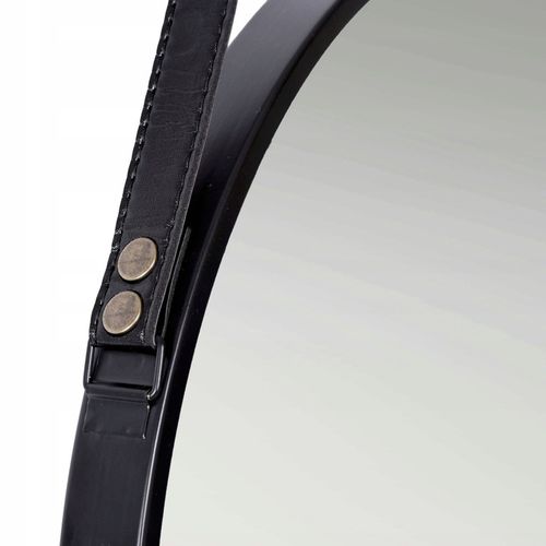 LUSTRO OKRĄGŁE WISZĄCE ŚCIENNE NA PASKU ŚCIANĘ LOFT CZARNE LOFTOWE 50 na Arena.pl