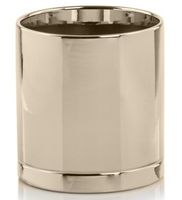 Doniczka ceramiczna osłonka złota z podstawką okrągła