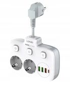 LISTWA ZASILAJĄCA PRZEDŁUŻACZ Z ŁADOWARKĄ 2x GNIAZDO USB-C 3x USB