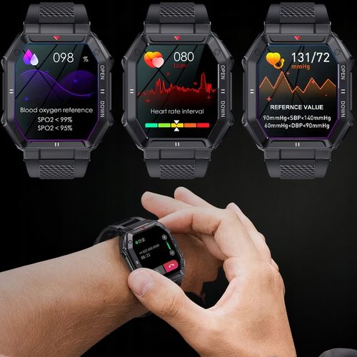 SMARTWATCH MĘSKI MILITARNY WODOODPORNY ROZMOWY WIELOFUNKCYJNY POLSKIE MENU na Arena.pl