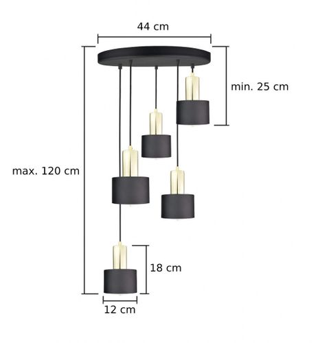 Lampa wisząca 5xE27 LUCE BLACK GOLD na Arena.pl