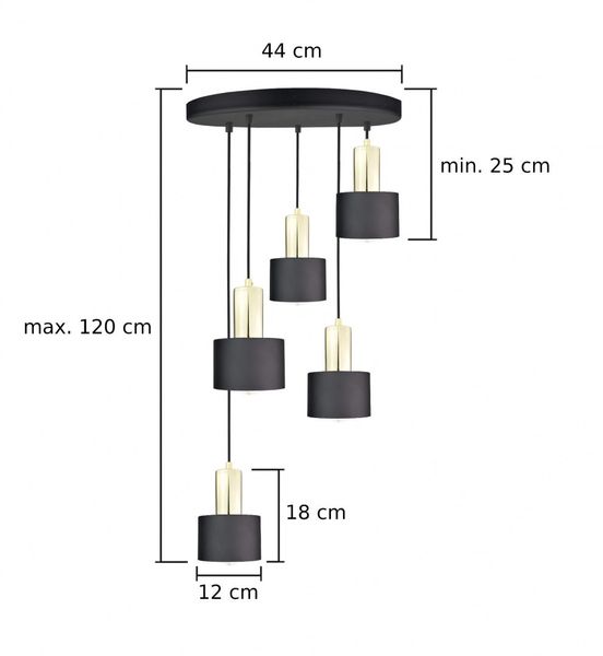 Lampa wisząca 5xE27 LUCE BLACK GOLD zdjęcie 4