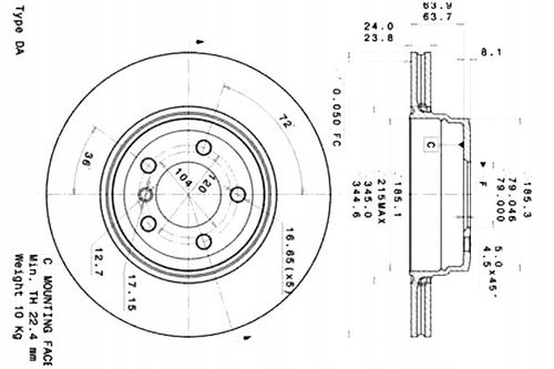 TARCZA HAM TYL 345X24 V BREMBO na Arena.pl