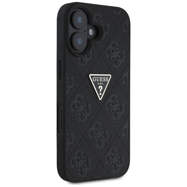 Etui Guess Hot Stamp 4G Pattern Triangle Metal Logo do iPhone 16 czarny zdjęcie 4