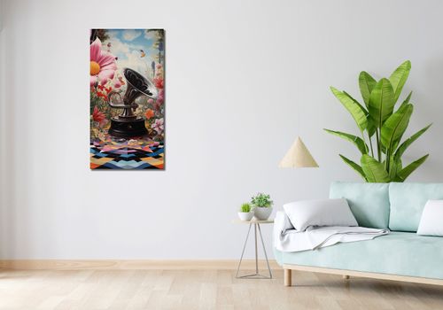 Obraz 50x100cm Gramofon w Kwiatach na Arena.pl