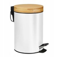 Kosz na śmieci łazienkowy 3L metal bambus biały