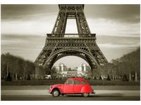 OBRAZ DRUK CZERWONY CITROEN 2CV WIEŻĄ EIFFLA
