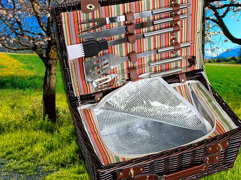 Kosz piknikowy z zastawem do grillowania zdjęcie 3
