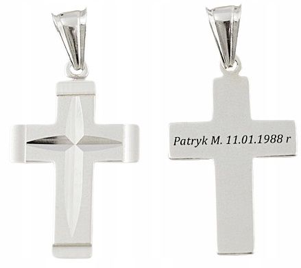 Łańcuszek Srebrny Męski Pancerka Diamentowany Krzyżyk pr 925 Grawer Gratis na Arena.pl