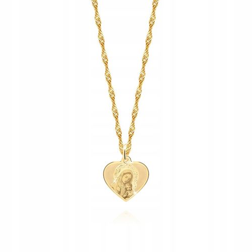 Złoty Łańcuszek z Medalikiem SERCE 585 Na Komunię Chrzest GRAWER GRATIS na Arena.pl