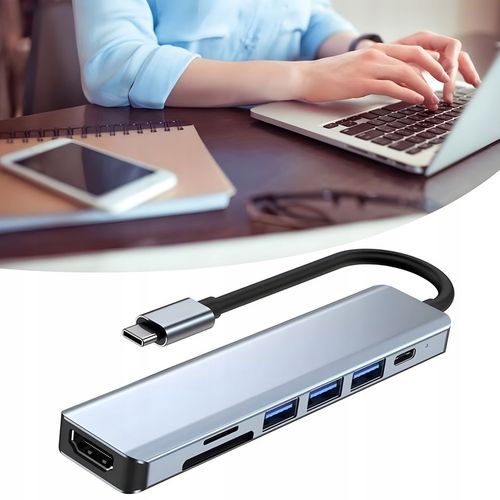 HUB ADAPTER ROZDZIELACZ USB-C 7W1 HDMI USB C 3.0 KART SD MICRO 100W 4K na Arena.pl