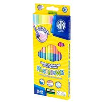 KREDKI OŁÓWKOWE TRÓJKĄTNE PASTELOWE DWUSTRONNE 12/24 KOLORÓW ASTRA