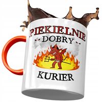 Kubek Pomarańczowy Dla Kuriera Piekielnie Dobry Z Nadrukiem Ze Zdjęciem