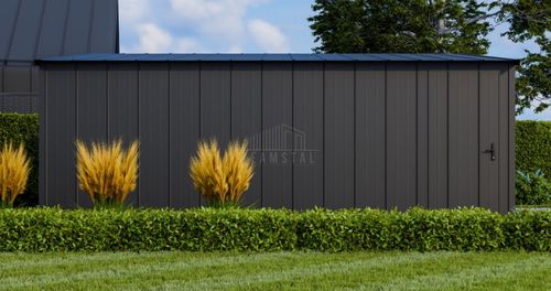 Garaż blaszany 6x5m brama segmentowa drzwi blacha na rąbek dach TS1089 na Arena.pl