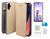 Etui z klapką do SAMSUNG GALAXY A07 4G smart magnet złoty + folia ochronna