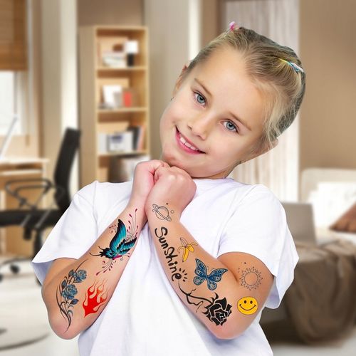 ZESTAW DO ROBIENIA TATUAŻY DUŻY BROKATOWE TATUAŻE ZMYWALNE SZABLONY DIY na Arena.pl