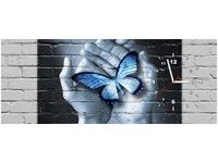 100X40CM ZEGAR MOTYL DŁONIACH OBRAZ