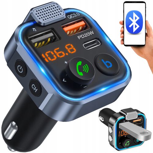 TRANSMITER BLUETOOTH SAMOCHODOWY FM 3x USB ADAPTER SZYBKA ŁADOWARKA MP3 na Arena.pl