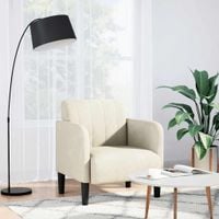 Sofa Fotel z Podłokietnikami Kremowy 54 cm Aksamit