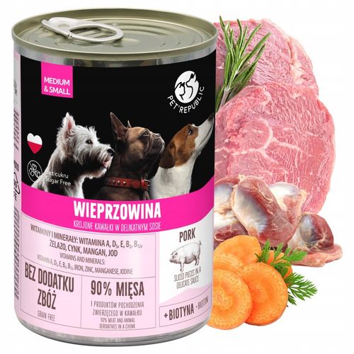 WIEJSKA ZAGRODA PET REPUBLIC Karma mokra dla psa MIX Smaków 12 x 400g na Arena.pl
