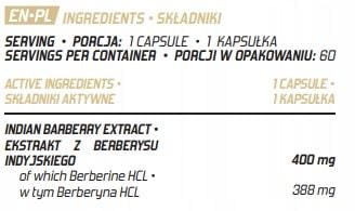 Evolite Berberyna HCL 60 dni Cholesterol Trawienie zdjęcie 2