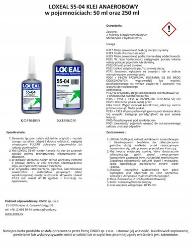 KLEJ DO GWINTÓW ŚRUB LOXEAL 55-04 ŚREDNIO DEMONTOWALNY 50 ml na Arena.pl