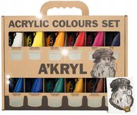Zestaw 12 FARBY AKRYLOWE A'kryl artystyczne podstawowe Renesans 12 x 100ml