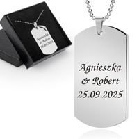 Nieśmiertelnik z grawerem stalowy dla zakochanych na rocznicę walentynki