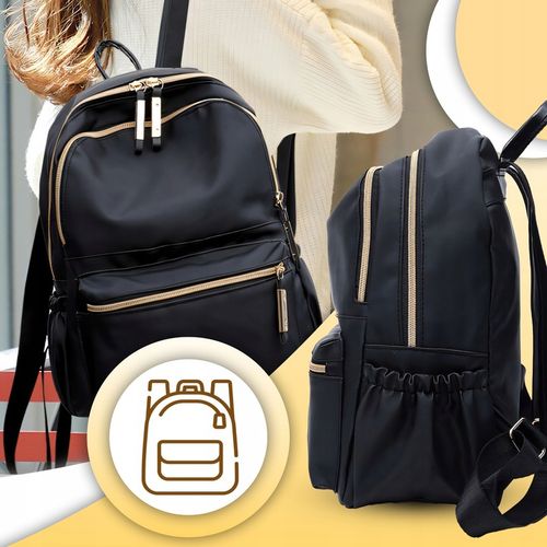 PLECAK DAMSKI MIEJSKI CZARNY POJEMNY DAMSKA TORBA NA RAMIĘ DO PRACY SZKOŁY na Arena.pl