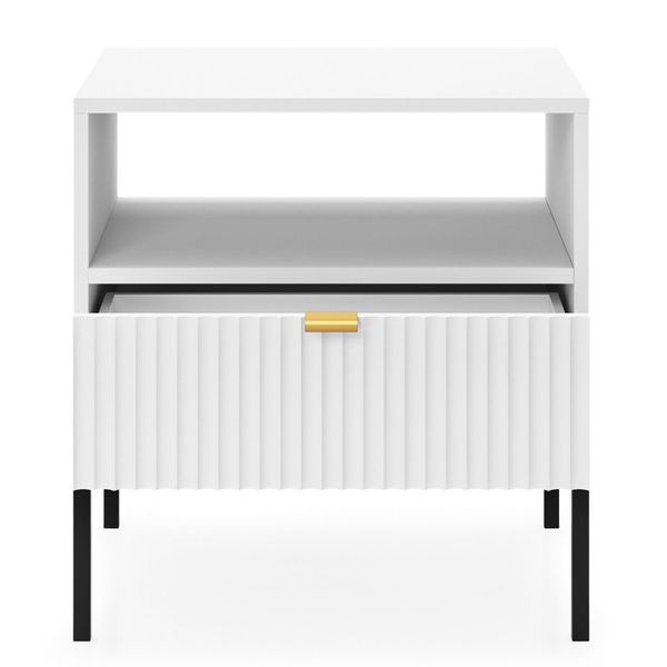 Szafka nocna Delicious ryflowana biała zdjęcie 5