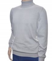 Sweter z golfem golf męski bawełniany pod marynarkę gładki M szary 312