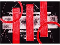 50X70CM CZERWONA ABSTRAKCJA OBRAZ POKOJU DREWNINE