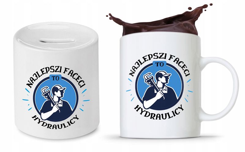Dla Hydraulika Zestaw Kubek + Skarbonka Prezent Z Nadrukiem Ze Zdjęciem zdjęcie 1