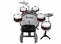 PERKUSJA DLA DZIECI DUŻY ZESTAW 6 BĘBNÓW 2 TALERZE TABORET MUZYCZNA ZABAWKA