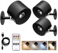 2X 3x Lampa Wewnętrzna 360° USB LED Ścienna Kinkiet 3 Barwy 3 Moce + Tryb N