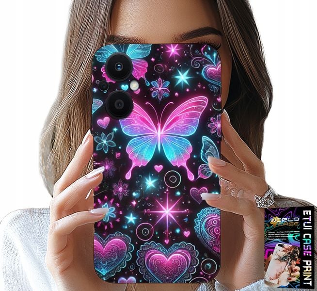 ETUI DO OPPO RENO7 LITE 5G - KOLOROWY MOTYLEK SERCE MODNE WZORY CASE zdjęcie 1