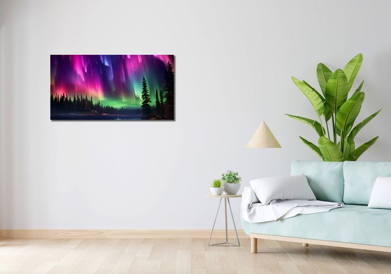 Obraz 100x50cm Zorza Nad Lasem zdjęcie 2