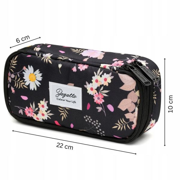 Piórnik dwukomorowy w kwiaty saszetka do szkoły dwie komory pojemny ZAGATTO zdjęcie 5