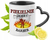 Dla Barbera Kubek Czarny Z Uszkiem W Kształcie Serca Na Prezent Z Nadrukiem