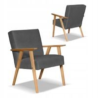 Fotel w stylu PRL retro vintage SOLER Family Meble szary welur Hunter