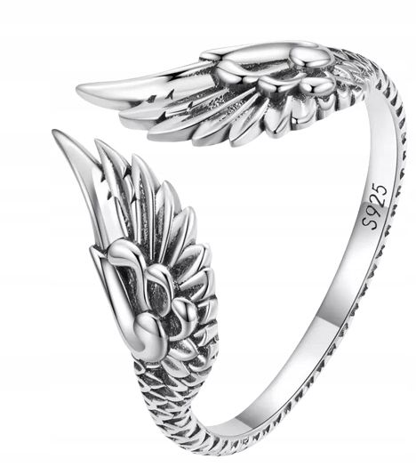 Pierścionek srebrny SKRZYDŁA regulowany +pudełko zdjęcie 6