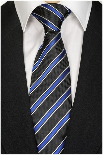 ŻAKARDOWY Krawat Męski Paski CZARNY CHABROWY rc248 na Arena.pl