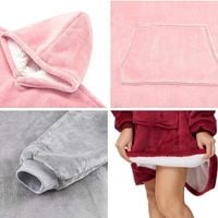 Bluza z kapturem koc kocobluza różowa gruba oversize ciepła na zimę futrzak