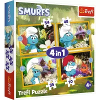 Puzzle dla dzieci 4w1 Życie w Wiosce Smerfów Trefl 4 układanki w 1 pudełku