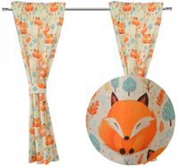 KOMPLET zasłon do pokoju dziecka kolorowe LISKI zwierzęta las wys. 150