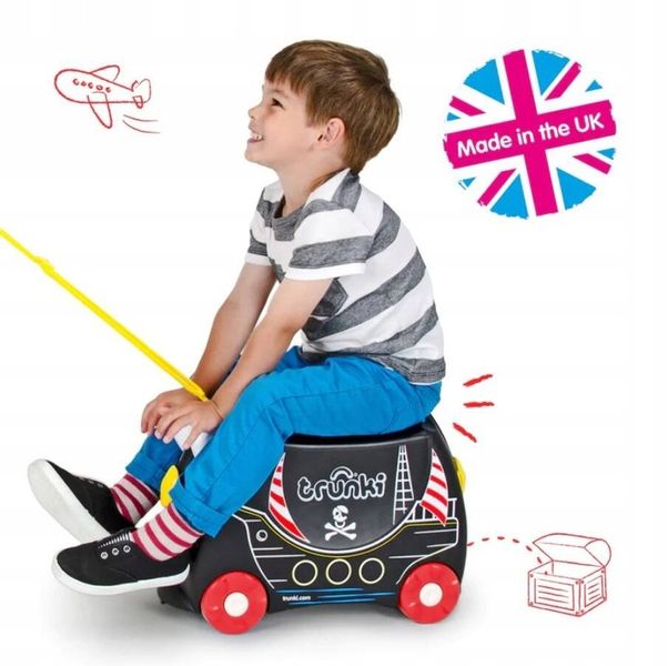 Walizka jeżdżąca Trunki dla dzieci jeździk pirat Pedro czarna walizeczka zdjęcie 5
