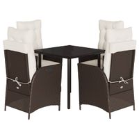 5-cz. zestaw mebli ogrodowych z poduszkami, brązowy, polirattan