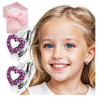 SREBRNE KOLCZYKI SERCA DLA DZIEWCZYNKI, KOLCZYKI KÓŁKA SREBRO 925 PREZENT