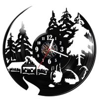 Zegar ścienny z płyty winylowej Domek w lesie 383.14